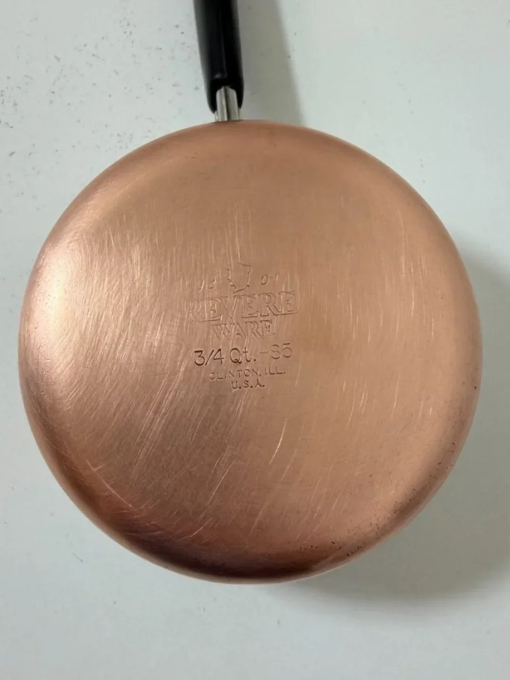 Vintage Revere Ware 3/4 QT -85 Sauce Pan 1801 Copper Bottom Clinton IL USA w/Lid